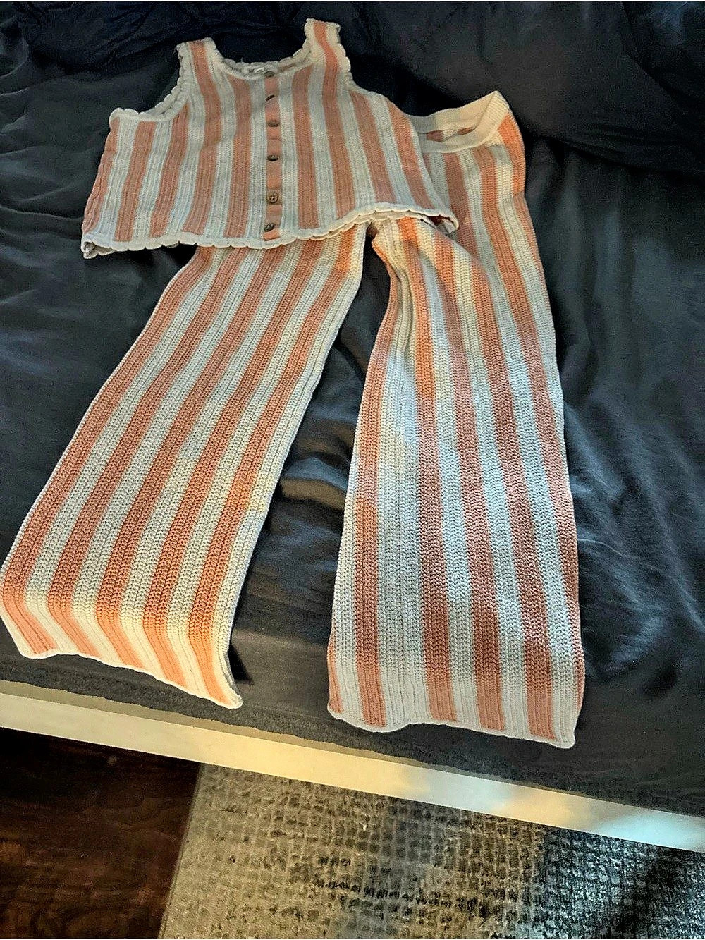 Striped Wide Leg Pants in Orange & Blue Like New